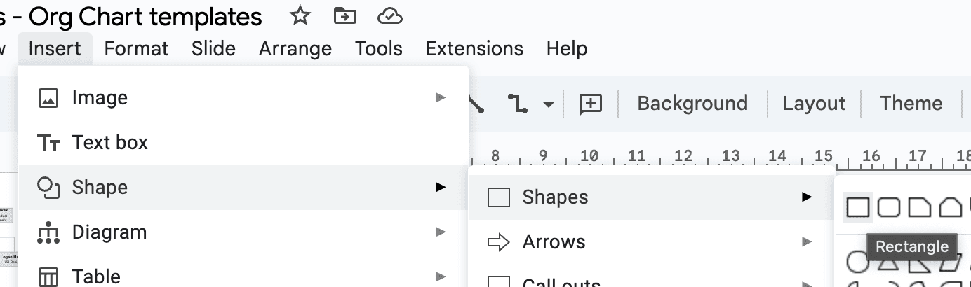 Adding a new shape in Google Slides