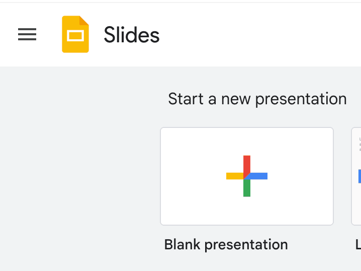 Create a new blank presentation in Google Slides