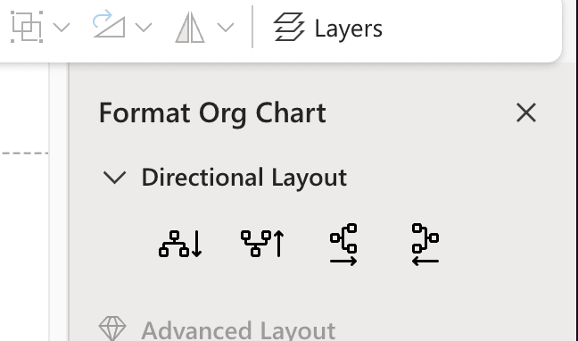 Format Org Chart panel options