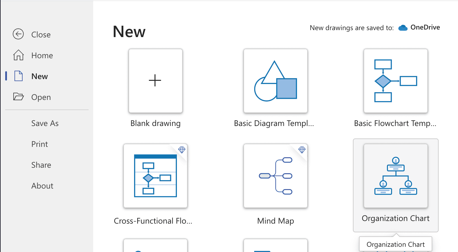 Creating a new org chart in Microsoft Visio